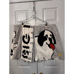 Vtg Big Dogs Big Logo Swim‎ Trunks Shorts Mesh Lined White Mens 4XL NWT